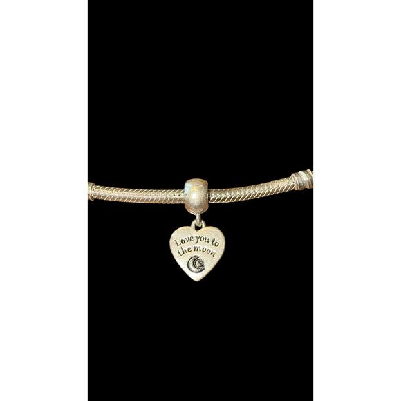 Unbranded sterling silver to the moon dangle charm for Pandora charm bracelet - Picture 1 of 2